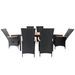 Mobilier à dîner d'extérieur 7pcs Résine tressée et acacia Noir 2 - Photo n°4