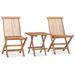 Mobilier à dîner d'extérieur pliable 3 pcs Bois solide de teck 2 - Photo n°1