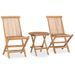 Mobilier à dîner d'extérieur pliable 3 pcs Bois solide de teck - Photo n°1