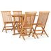 Mobilier à dîner d'extérieur pliable 5 pcs Bois solide de teck - Photo n°1