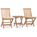 Mobilier à dîner d'extérieur pliable avec coussin 3 pcs Teck 37 - Photo n°1