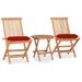 Mobilier à dîner d'extérieur pliable avec coussin 3 pcs Teck 9 - Photo n°1
