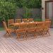 Mobilier à dîner de jardin 11 pcs Bois d'acacia massif 7 - Photo n°2