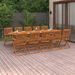 Mobilier à dîner de jardin 11 pcs Bois d'acacia massif 4 - Photo n°1