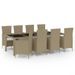 Mobilier à dîner de jardin 11 pcs coussins Résine tressée Beige - Photo n°2