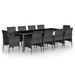 Mobilier à dîner de jardin 11 pcs Résine tressée Gris - Photo n°2