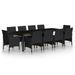 Mobilier à dîner de jardin 11 pcs Résine tressée Noir - Photo n°2