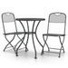 Mobilier à dîner de jardin 3 pcs Maille Métal Anthracite 3 - Photo n°1