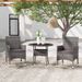 Mobilier à dîner de jardin 3 pcs Résine tressée Gris 2 - Photo n°2