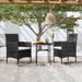 Mobilier à dîner de jardin 3 pcs Résine tressée Noir - Photo n°1