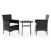 Mobilier à dîner de jardin 3 pcs Résine tressée Noir - Photo n°2