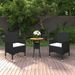 Mobilier à dîner de jardin 3 pcs Résine tressée Noir - Photo n°1