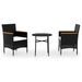 Mobilier à dîner de jardin 3 pcs Résine tressée Noir - Photo n°2