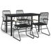 Mobilier à dîner de jardin 5 pcs Noir Rotin PVC - Photo n°1
