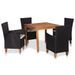 Mobilier à dîner de jardin 5 pcs Résine tressée Noir et marron - Photo n°1