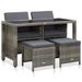 Mobilier à dîner de jardin 5pcs et coussins Résine tressée Gris 5 - Photo n°1