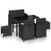 Mobilier à dîner de jardin 6pcs et coussins Résine tressée Noir 2 - Photo n°1