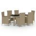 Mobilier à dîner de jardin 7 pcs coussins Résine tressée Beige - Photo n°2