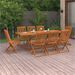 Mobilier à dîner de jardin 9 pcs Bois d'acacia massif 6 - Photo n°2