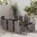 Mobilier à dîner de jardin 9pcs et coussins Résine tressée Gris - Photo n°1