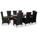 Mobilier à dîner de jardin 9pcs et coussins Résine tressée Noir 3 - Photo n°1