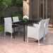Mobilier à dîner de jardin coussins 5 pcs Résine tressée Verre - Photo n°1