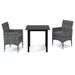 Mobilier à dîner de jardin et coussins 3pcs Résine tressée Gris 2 - Photo n°1