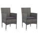 Mobilier à dîner de jardin et coussins 3pcs Résine tressée Gris 2 - Photo n°3