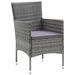 Mobilier à dîner de jardin et coussins 3pcs Résine tressée Gris 2 - Photo n°4