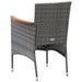 Mobilier à dîner de jardin et coussins 3pcs Résine tressée Gris - Photo n°6