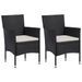 Mobilier à dîner de jardin et coussins 3pcs Résine tressée Noir 2 - Photo n°3