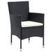 Mobilier à dîner de jardin et coussins 3pcs Résine tressée Noir 2 - Photo n°4