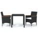 Mobilier à dîner de jardin et coussins 3pcs Résine tressée Noir - Photo n°2