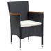 Mobilier à dîner de jardin et coussins 3pcs Résine tressée Noir - Photo n°4