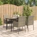Mobilier à dîner de jardin et coussins 5 pcs noir et gris - Photo n°1