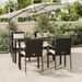 Mobilier à dîner de jardin et coussins 5pcs Noir Résine tressée - Photo n°1