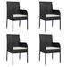 Mobilier à dîner de jardin et coussins 5pcs Noir Résine tressée - Photo n°4