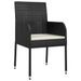 Mobilier à dîner de jardin et coussins 5pcs Noir Résine tressée - Photo n°5