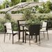 Mobilier à dîner de jardin et coussins 5pcs Noir Résine tressée - Photo n°1