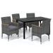 Mobilier à dîner de jardin et coussins 5pcs Résine tressée Gris 16 - Photo n°1