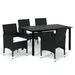 Mobilier à dîner de jardin et coussins 5pcs Résine tressée Noir 16 - Photo n°1