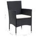 Mobilier à dîner de jardin et coussins 5pcs Résine tressée Noir 16 - Photo n°11