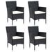 Mobilier à dîner de jardin et coussins 5pcs Résine tressée Noir - Photo n°3