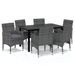 Mobilier à dîner de jardin et coussins 7pcs Résine tressée Gris 2 - Photo n°1