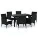 Mobilier à dîner de jardin et coussins 7pcs Résine tressée Noir - Photo n°2