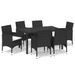 Mobilier à dîner de jardin et coussins 7pcs Résine tressée Noir - Photo n°2