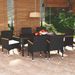 Mobilier à dîner de jardin et coussins 7pcs Résine tressée Noir - Photo n°1