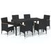 Mobilier à dîner de jardin et coussins 7pcs Résine tressée Noir - Photo n°2