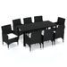 Mobilier à dîner de jardin et coussins 9pcs Résine tressée Noir 5 - Photo n°1