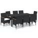 Mobilier à dîner de jardin et coussins 9pcs Résine tressée Noir 2 - Photo n°1